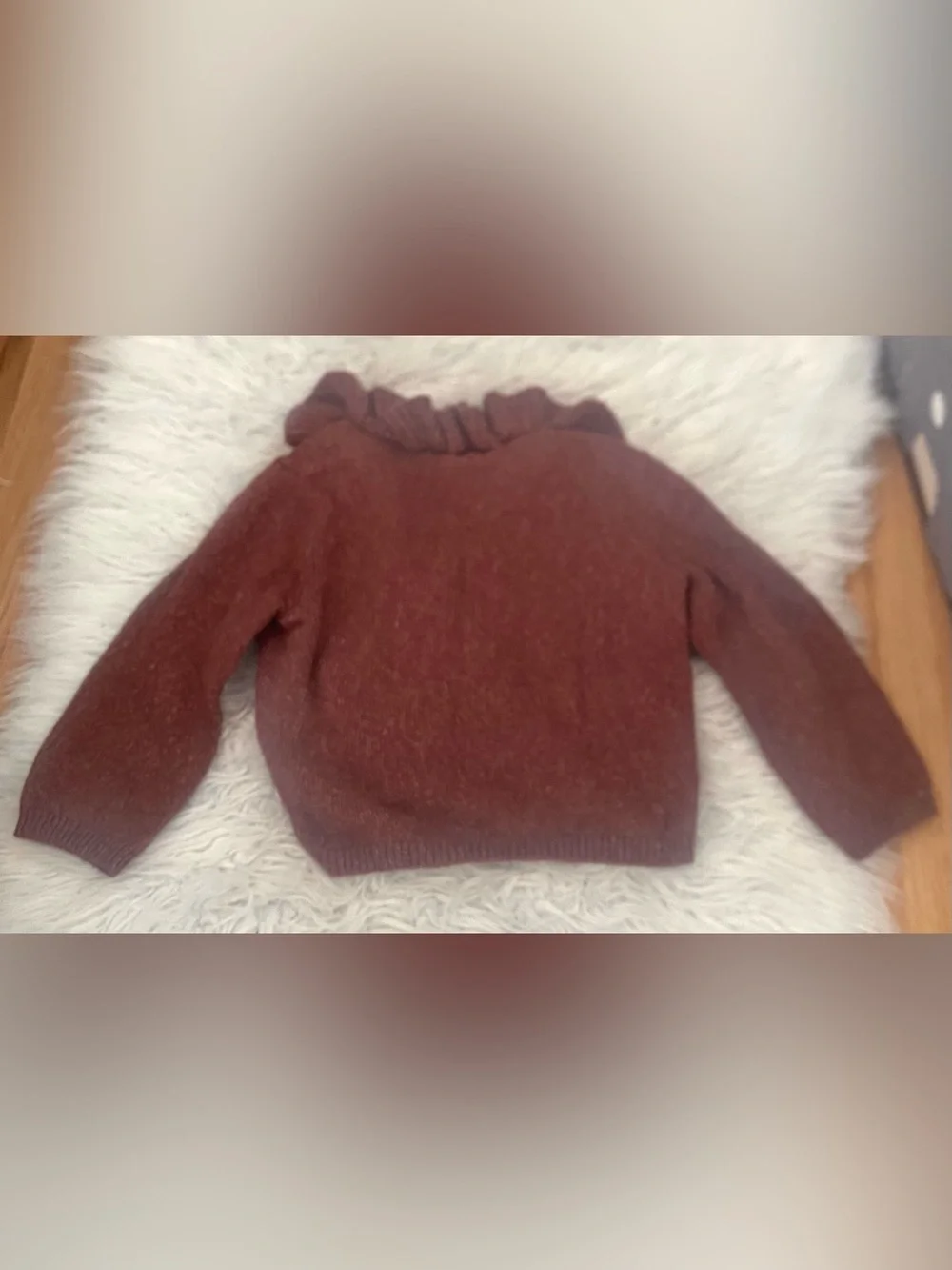 Quincy Mae Ruffle Collar Cardigan Organic Cotton Linen Brown Size 2-3 Years